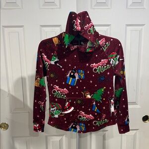 No Boundaries Maroon Holiday Pajama Top